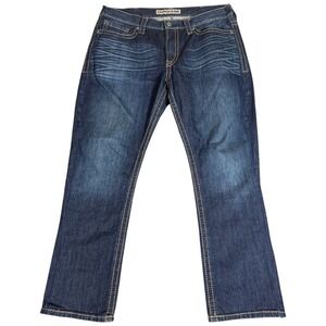 Express Kingston Bootcut Jeans Mens 38x34 Blue Denim Classic Fit Dark Wash‎